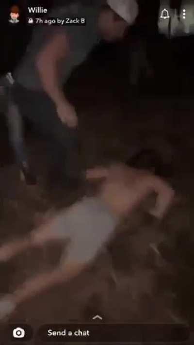 Wannabe gang banger bitch gets tossed and kicked with steel toe cowboy boots