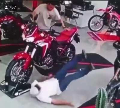 How to fall off a motorbike without getting on it