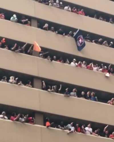 Lady drops hat at Houston Astros World Series Parade