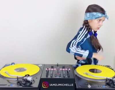 8 year old DJ Michelle doing a little mix with Stevie Wonders, Superstition.