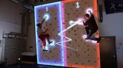 A rock climbing pong game