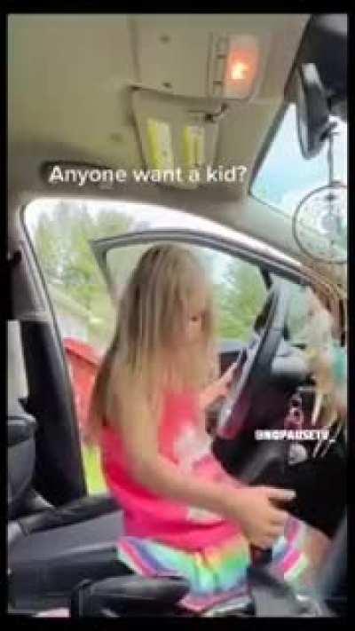 She almost ran over her mama