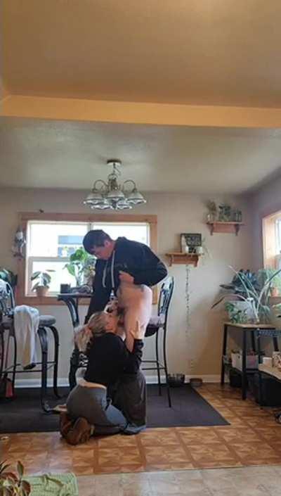 I drop to my knees as soon as daddy walks in