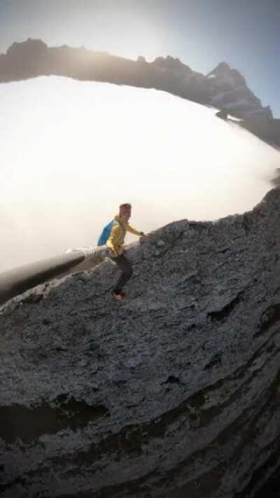 This person climbed up this mountain in Switzerland and got this incredible shot.