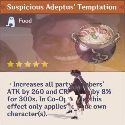 Hu Tao when she finally cooks a sus dish! 😳 (Made the Hu Tao hilichurl song among drip remix myself btw)