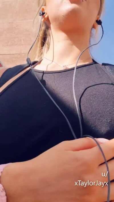 Casually waking round London with my nipple out