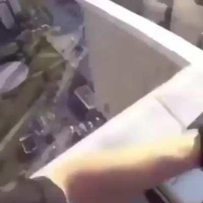 He's just taking a shortcut