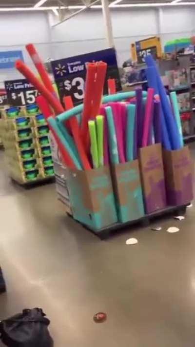 Lady has trouble controlling herself in the candle section