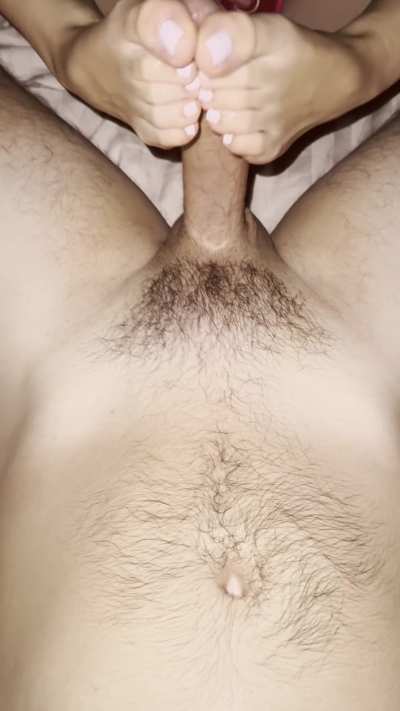 Stroking this big cock makes me moan