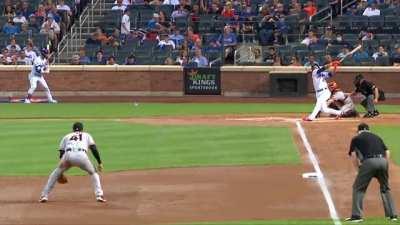 Javier Baez swings a little early.