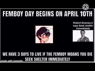 🤮🤮🤮 ew femboy day begins in 3 daysseek shelter immediately😭😭😭😱😱😳