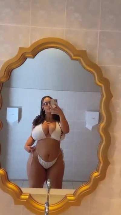 Thick in white bikini