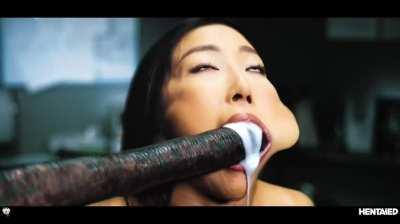 Her mouth filled with cum