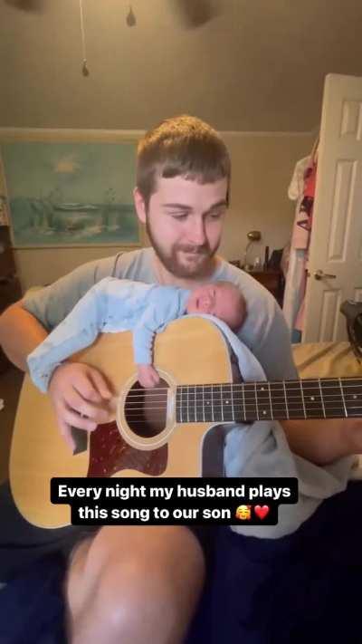 Playing some tunes for the baby