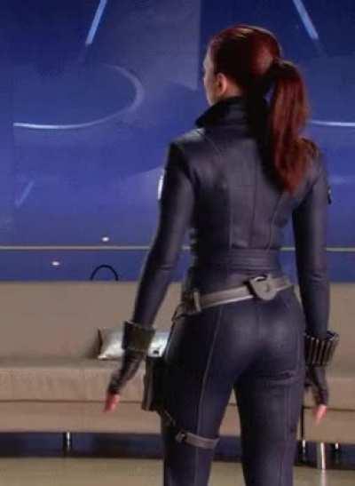 Scarlett Johansson during her costume fitting for the Black Widow character