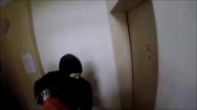 German football Ultras / Antifascists storm the flat of a right-wing extremist hooligan in 2016