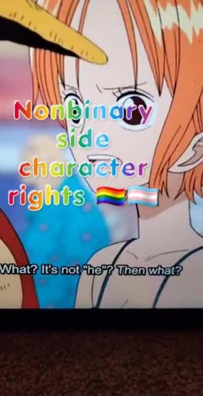 One piece says enby rights