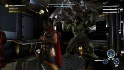 Hulk is just vibing in the elevator