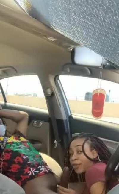 Freak made him cum in the car.