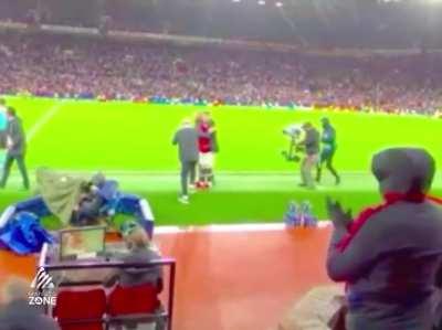 Ole and Telles celebrating Ronaldo's goal