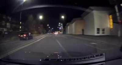 Driver mistakes a cycle lane for a left turn lane.
