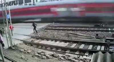 Close shave on the train tracks