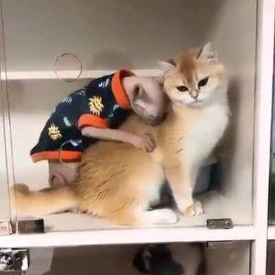 What is cat grandpa doing?