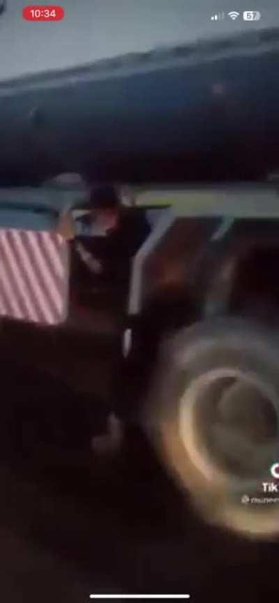 Kids seen Rollerblading while holding onto the back of a 18-wheeler moving at high speeds