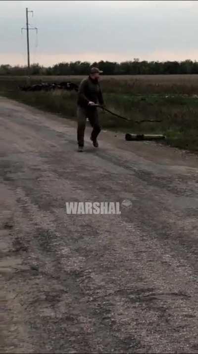 Ukrainian Soldier Attempts to Pickup a Booby Trapped Russian ATGM. No Date/Location given
