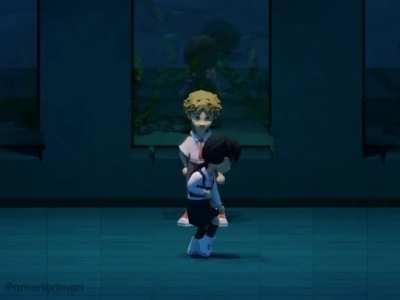 Asa seducing Denji with the penguin mating dance