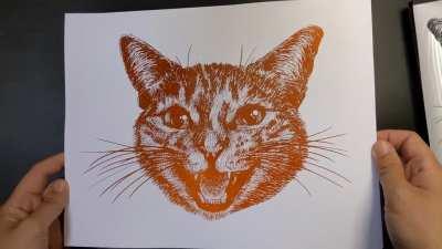 Foil reveal of my pet portrait of a cat named Data