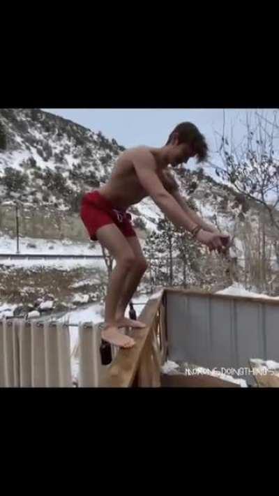 Doing a backflip in the freezing cold and not aiming