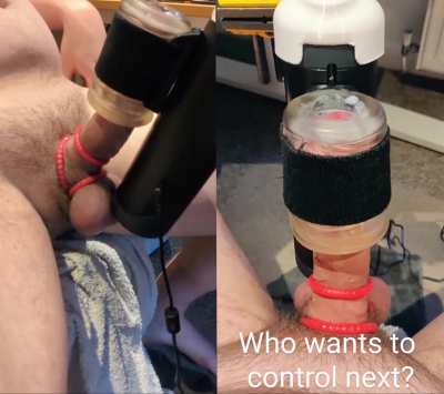 (26) - Redditor milking my ringed cock using my remote controlled fleshlight, who wants a go next? 😈🇬🇧