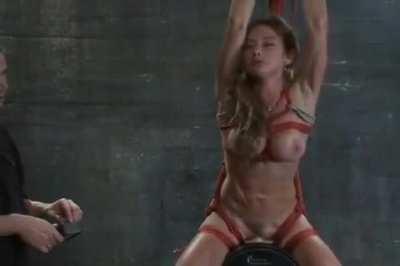 Forced to squirt while tied to a sybian - with sound