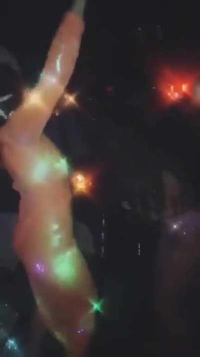 Did her boob pop out or why does she react like that?