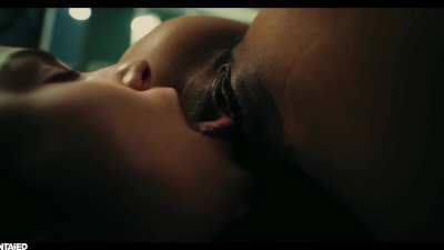 Interracial lesbian friends' in 69 going to town on each others pussies