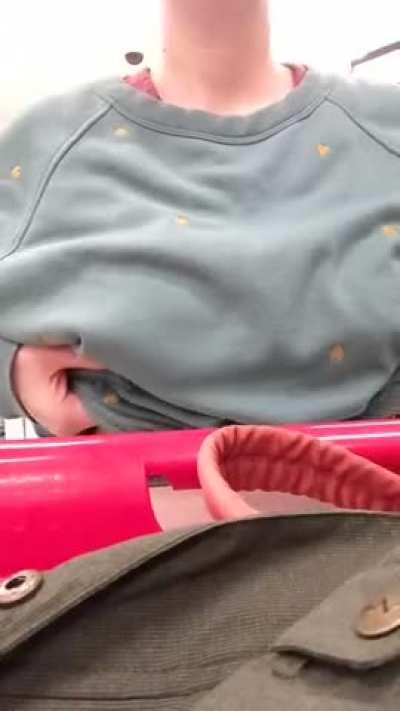 Sneaky titty flash at Target! (F)
