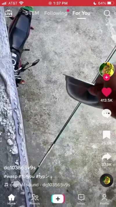 For anyone who’s confused, he’s protecting his bees from wasps