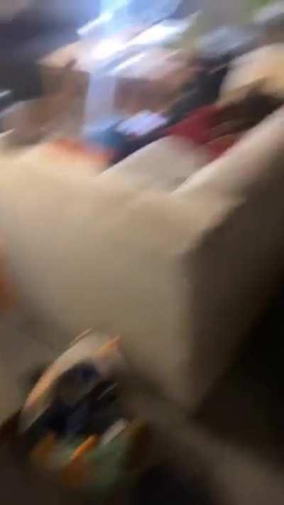 Brought our neighbor’s cat inside for a bit last night since it was below freezing and they weren’t home. Our dog was not impressed.