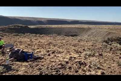 At a geology lecture, a spectator's chair broke and he was the only one in view of the camera.
