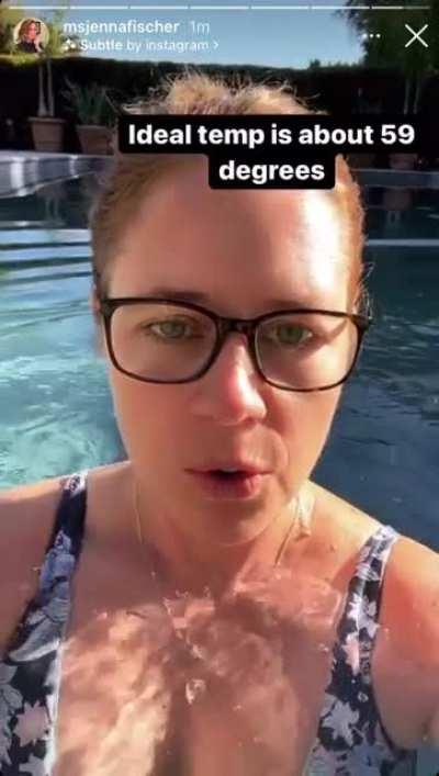 Taking a dip in her pool