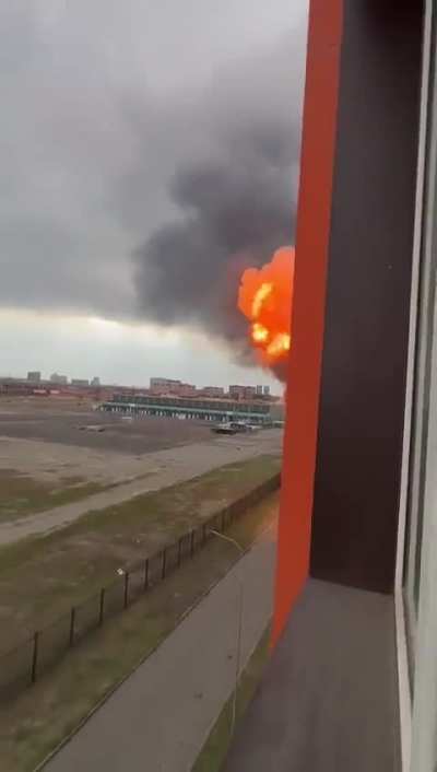 Explosion throws truck tanker