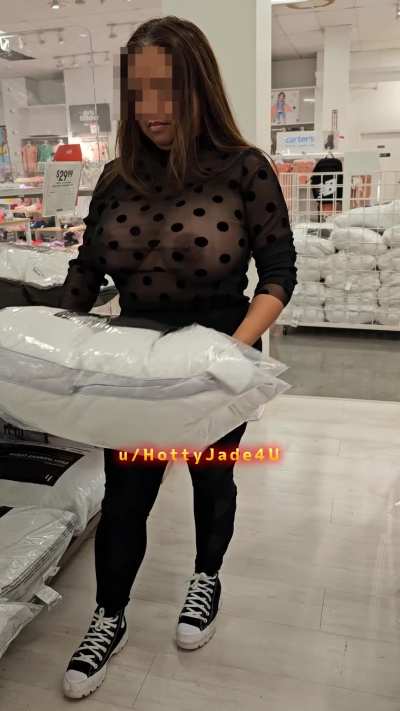 My HUGE titties in SHEER while shopping in Charlotte 