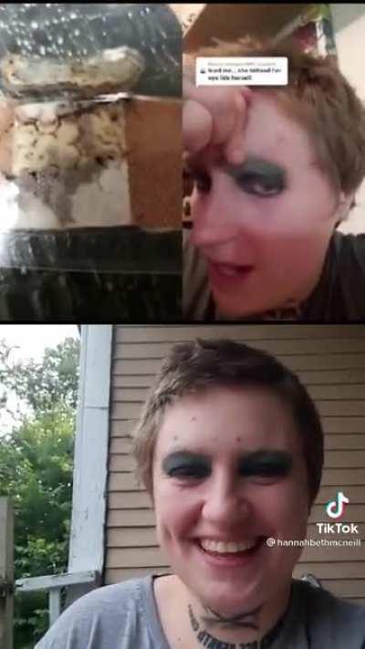 What’s worse, that she sends her laminated skin to her dad or that he keeps it?