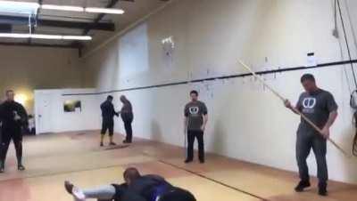 When you're in a sword fight but those wrestling instincts take over