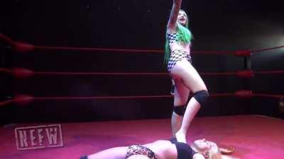 Barefoot Shotzi hits a brutal legdrop on pathetic Barbi and pins her for a long 10 count