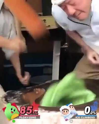 Green Kirbo vs ice climbers irl edition