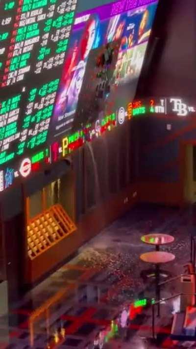 Rain Pours Through Circa Casino TV Into Sports Book - Las Vegas (7/28/22)