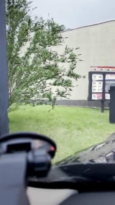Rain on car roof in a German Burger King Drive-In