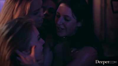 Angela feeds a couple of hungry cumsluts